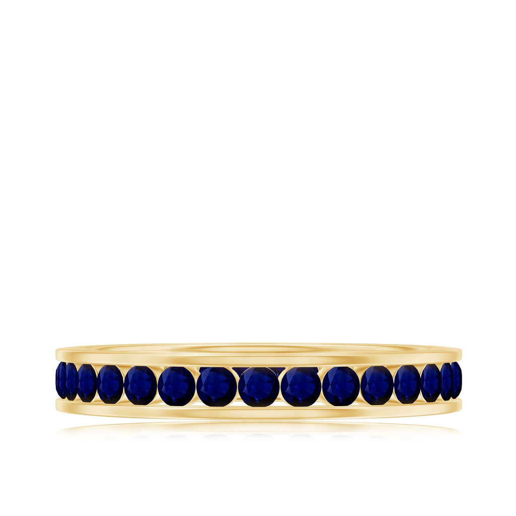 Blue Sapphire Eternity Ring, Channel Set Stackable Ring For Women