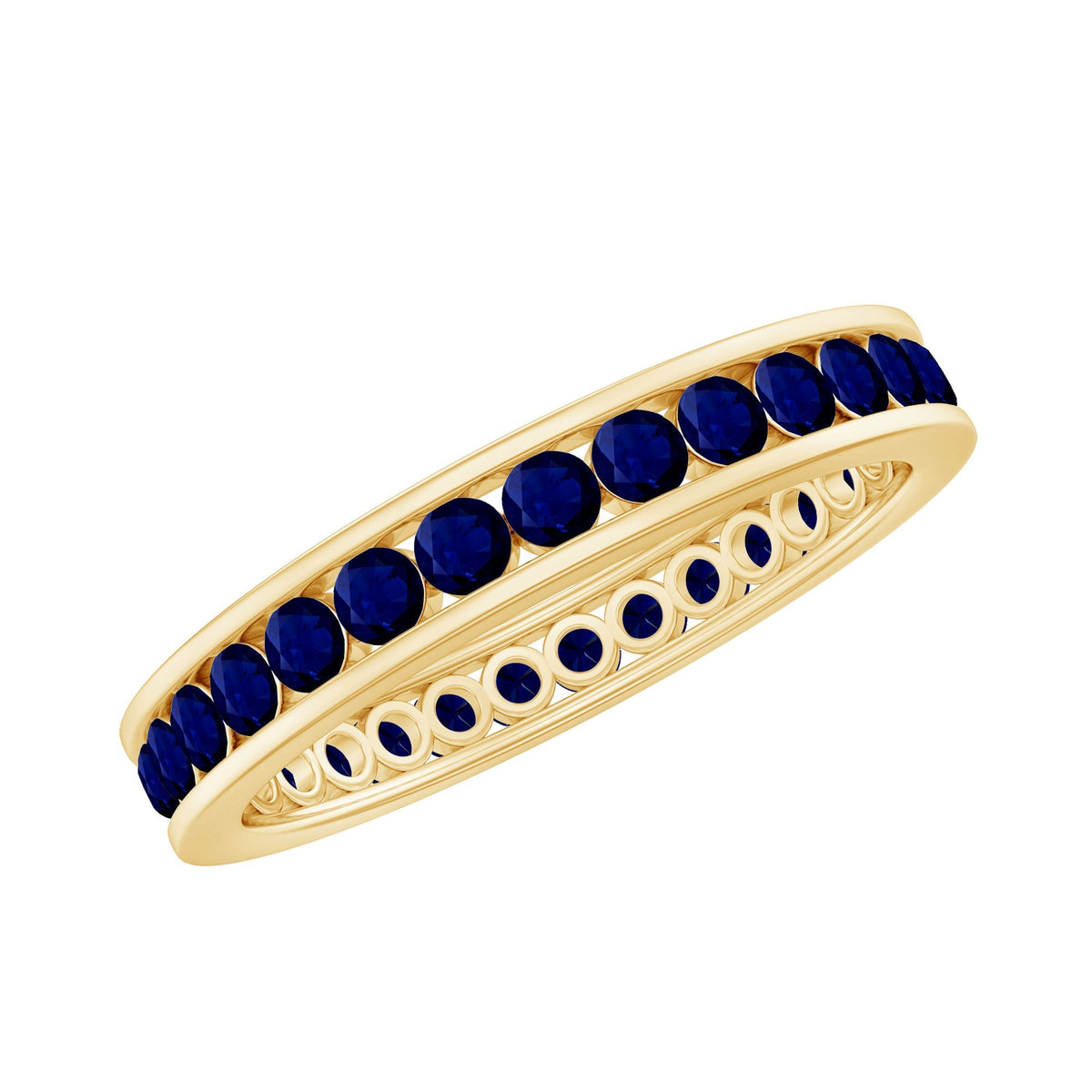 Blue Sapphire Eternity Ring, Channel Set Stackable Ring For Women