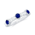 Blue Sapphire Eternity Ring Diamond Half Band For Women 1.58 Ct