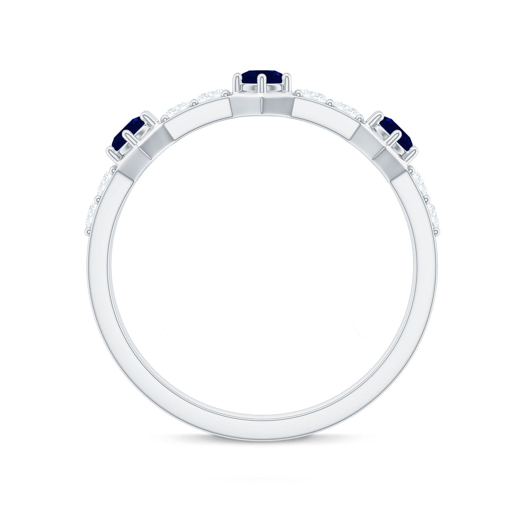 Blue Sapphire Eternity Ring Diamond Half Band For Women 1.58 Ct