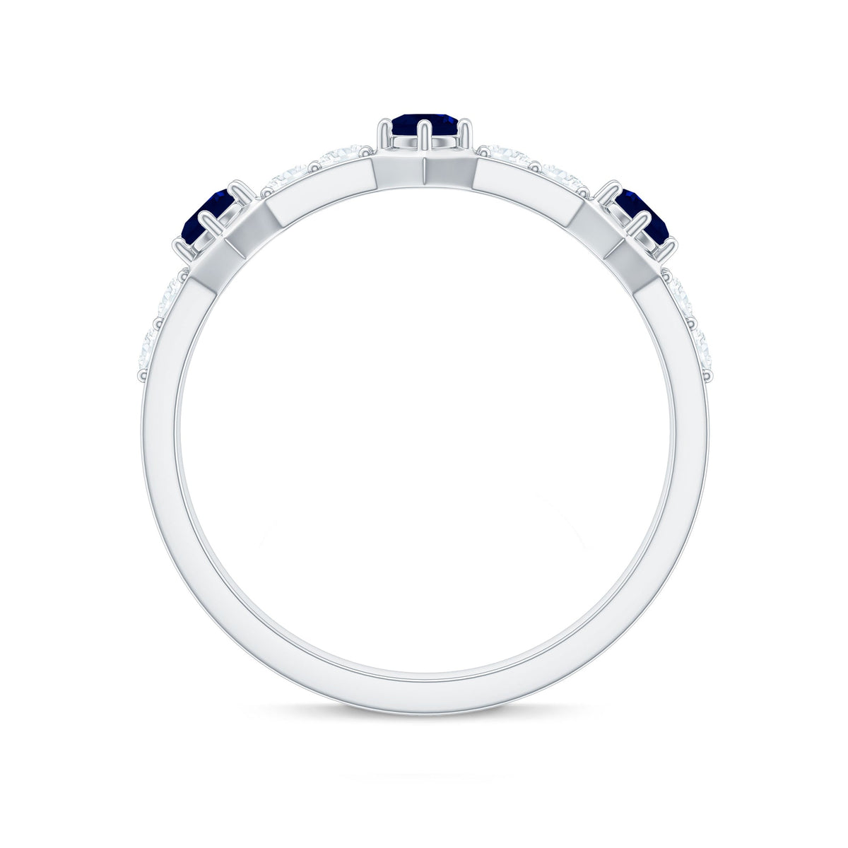Blue Sapphire Eternity Ring Diamond Half Band For Women 1.58 Ct