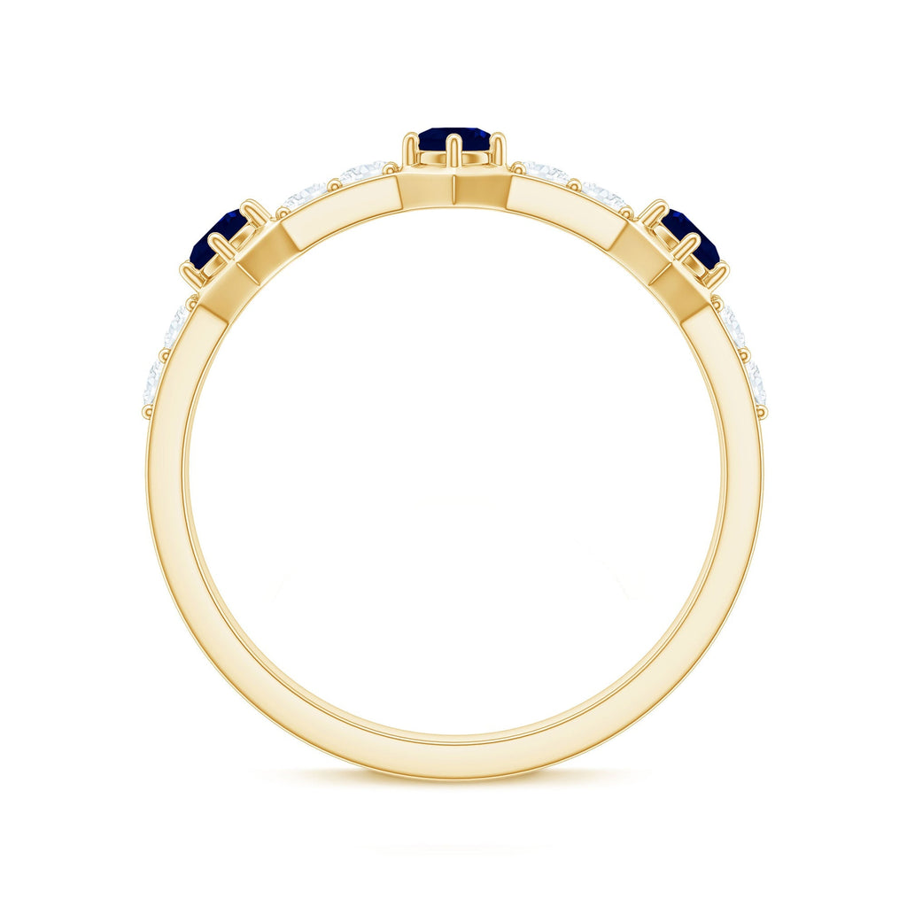 Blue Sapphire Eternity Ring Diamond Half Band For Women 1.58 Ct