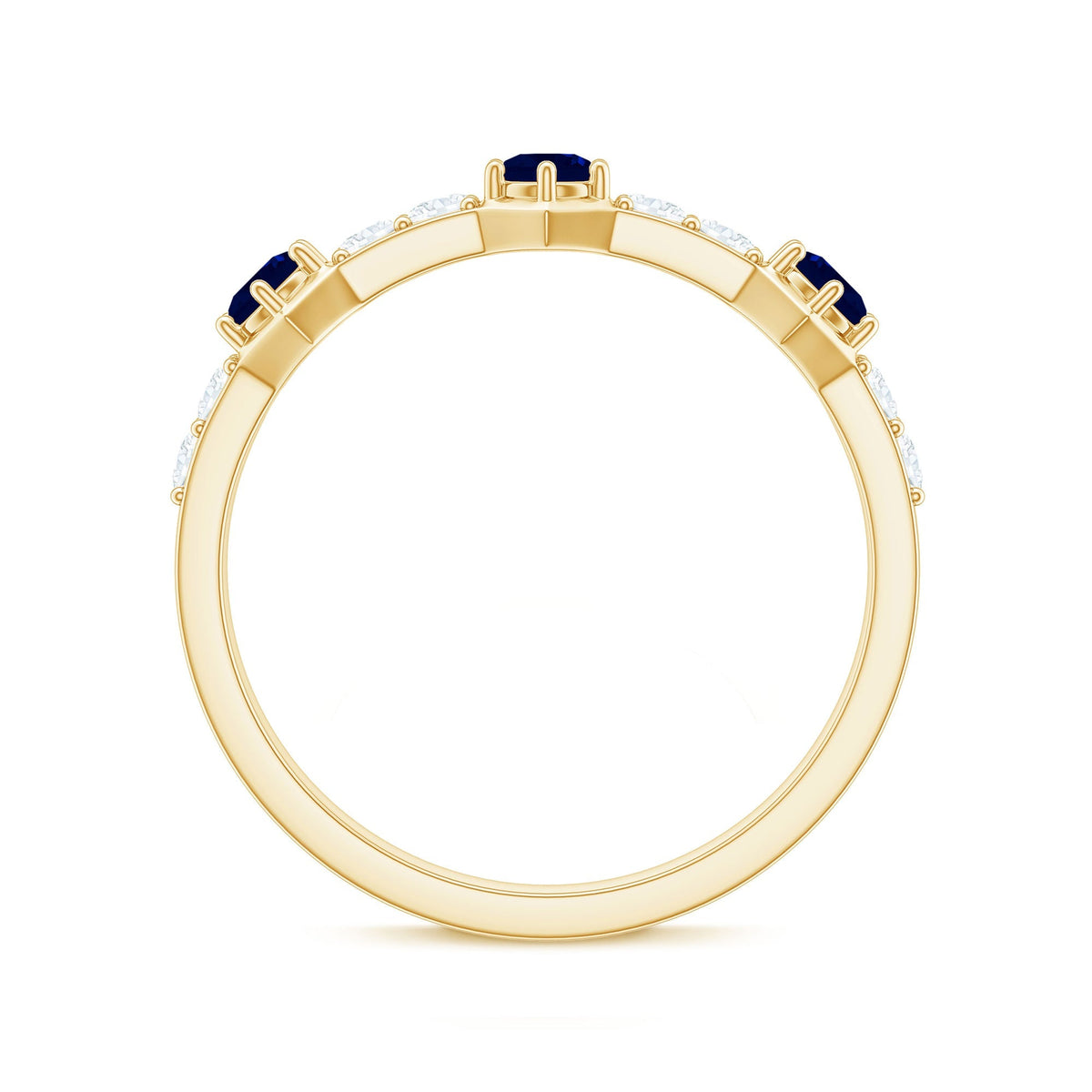 Blue Sapphire Eternity Ring Diamond Half Band For Women 1.58 Ct