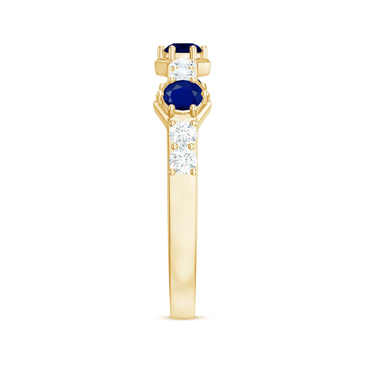 Blue Sapphire Eternity Ring Diamond Half Band For Women 1.58 Ct