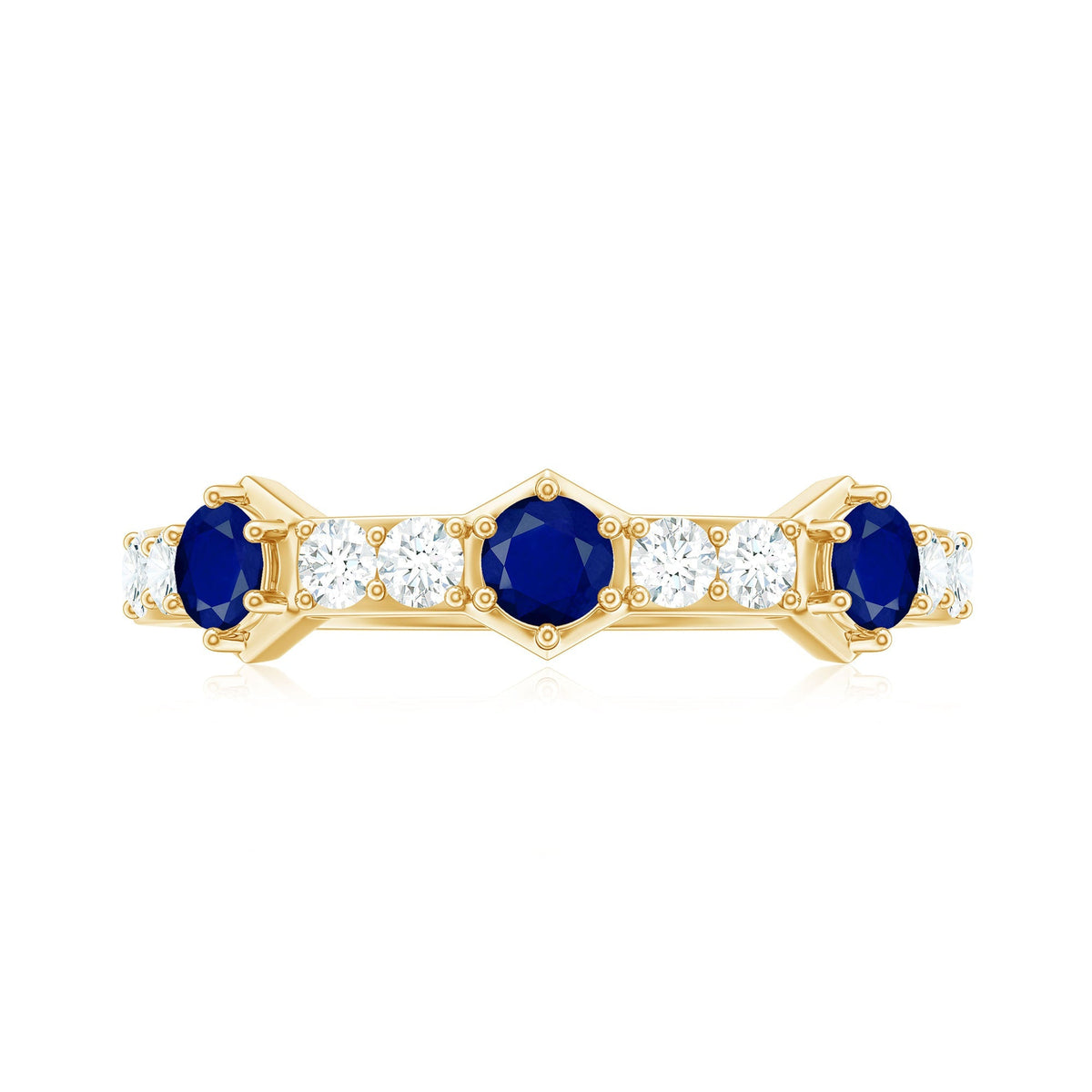 Blue Sapphire Eternity Ring Diamond Half Band For Women 1.58 Ct