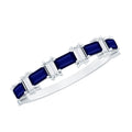 Blue Sapphire Eternity Ring Diamond Half Eternity Baguette Band