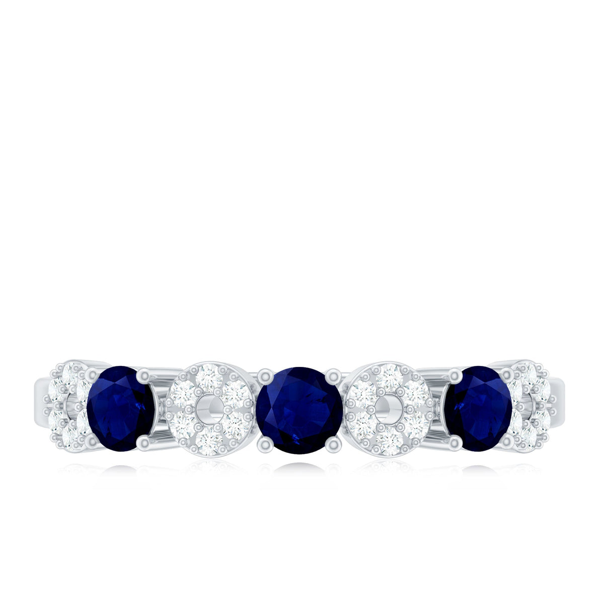 Blue Sapphire Eternity Ring Diamond Half Eternity Band For Women