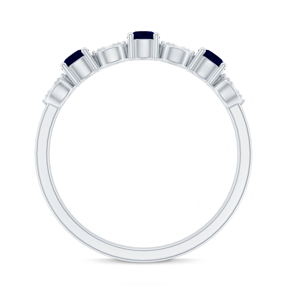 Blue Sapphire Eternity Ring Diamond Half Eternity Band For Women