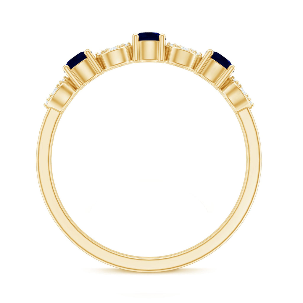 Blue Sapphire Eternity Ring Diamond Half Eternity Band For Women