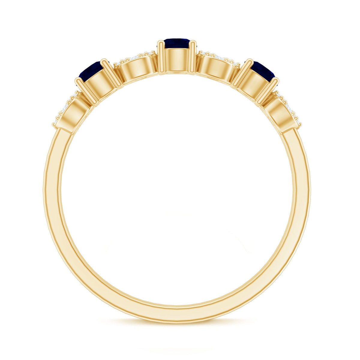 Blue Sapphire Eternity Ring Diamond Half Eternity Band For Women