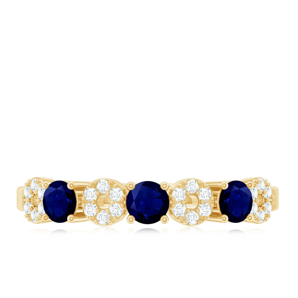 Blue Sapphire Eternity Ring Diamond Half Eternity Band For Women