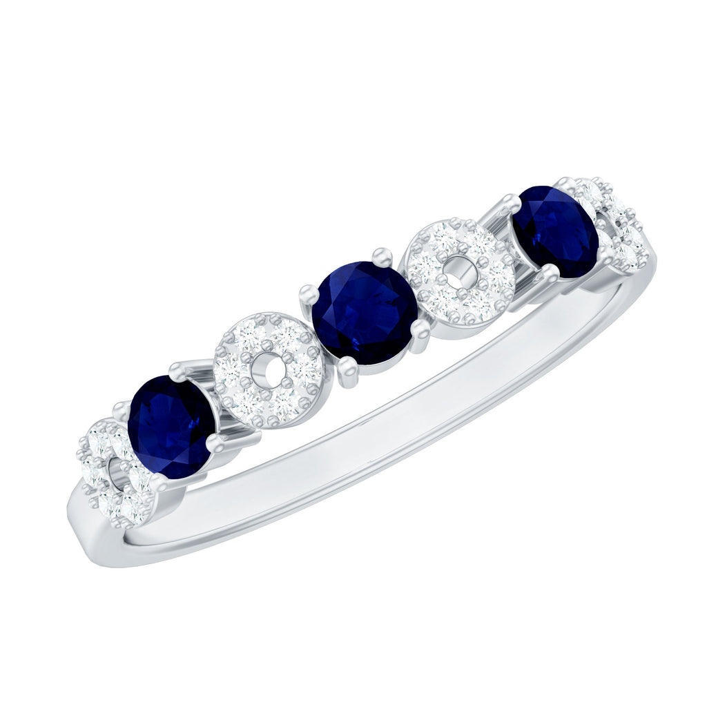 Blue Sapphire Eternity Ring Diamond Half Eternity Band For Women