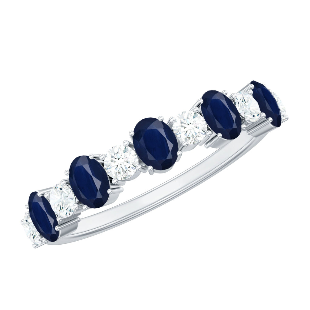 Blue Sapphire Eternity Ring Diamond Half Eternity Ring For Women