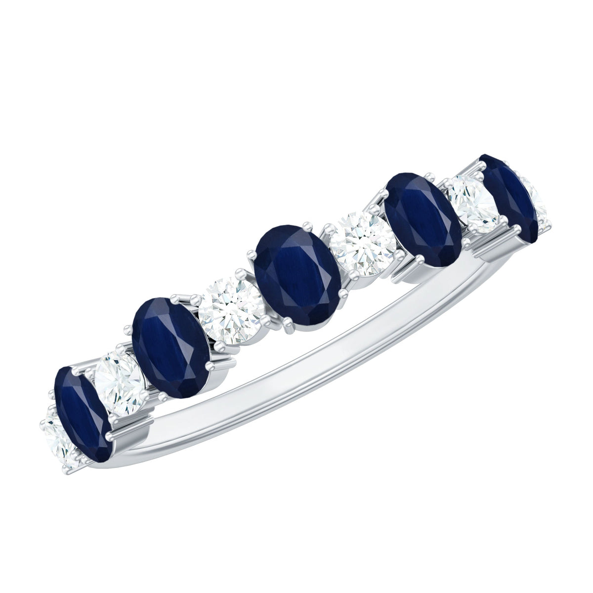 Blue Sapphire Eternity Ring Diamond Half Eternity Ring For Women
