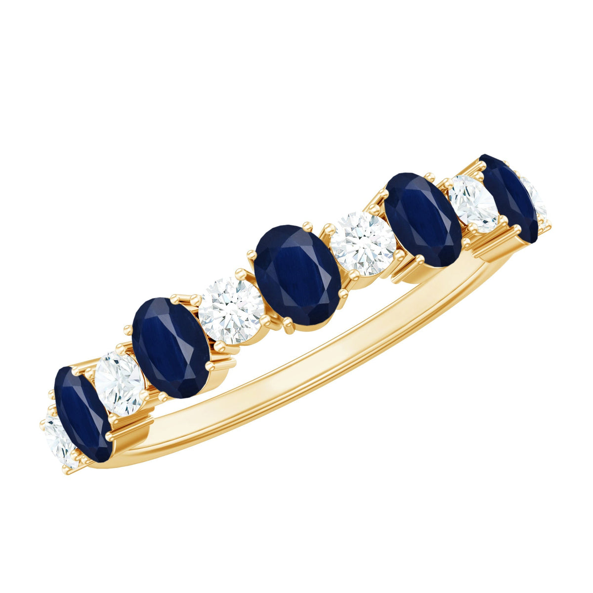 Blue Sapphire Eternity Ring Diamond Half Eternity Ring For Women