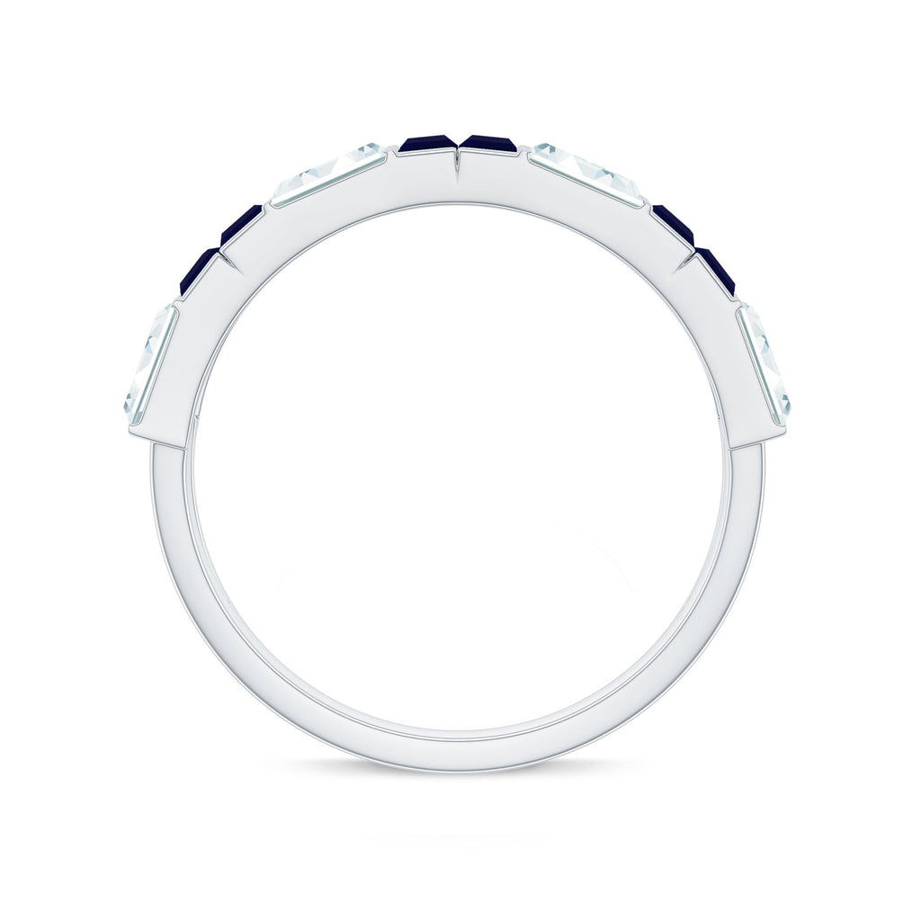 Blue Sapphire Eternity Ring Half Eternity Band With Moissanite