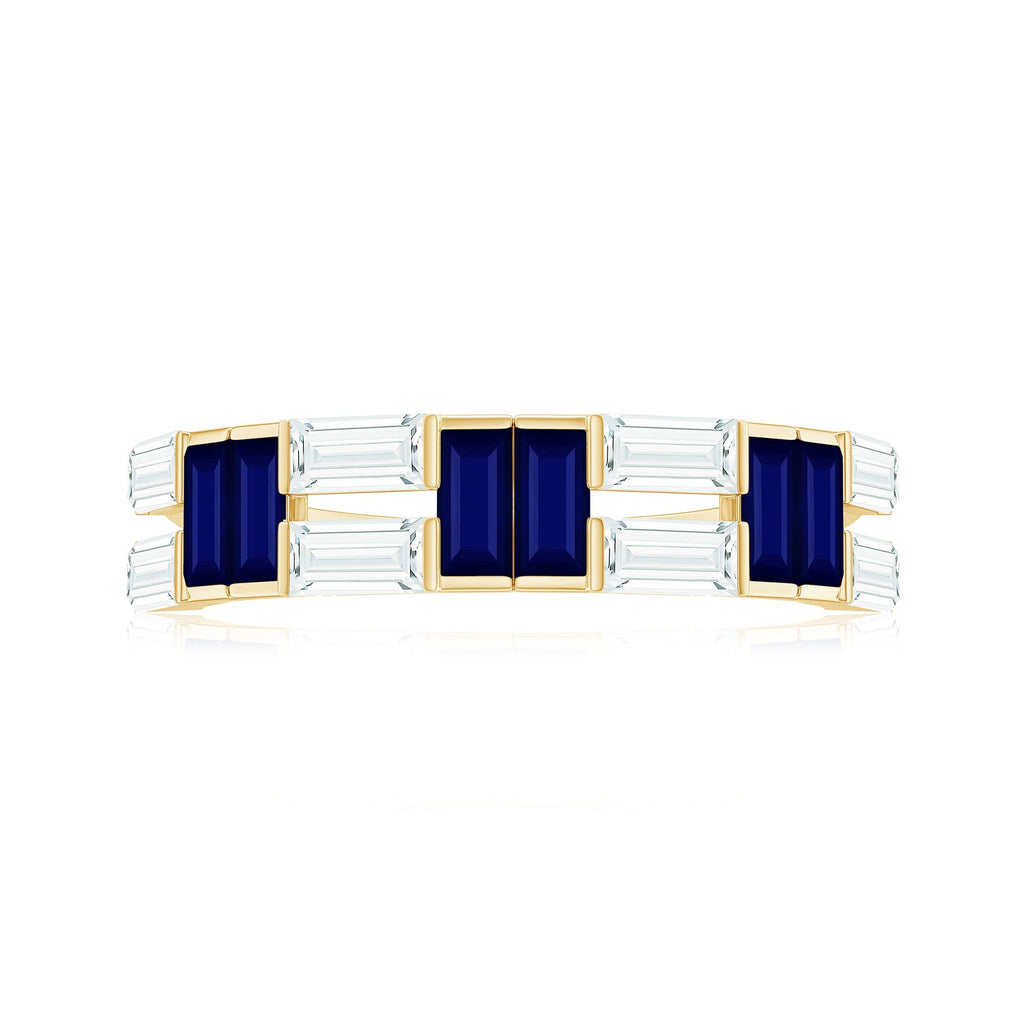 Blue Sapphire Eternity Ring Half Eternity Band With Moissanite