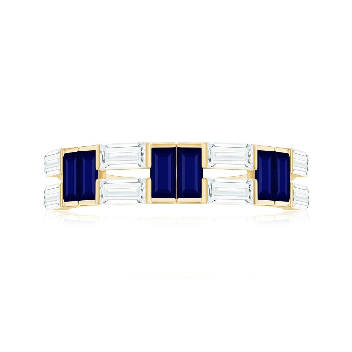 Blue Sapphire Eternity Ring Half Eternity Band With Moissanite