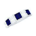 Blue Sapphire Eternity Ring Half Eternity Band With Moissanite