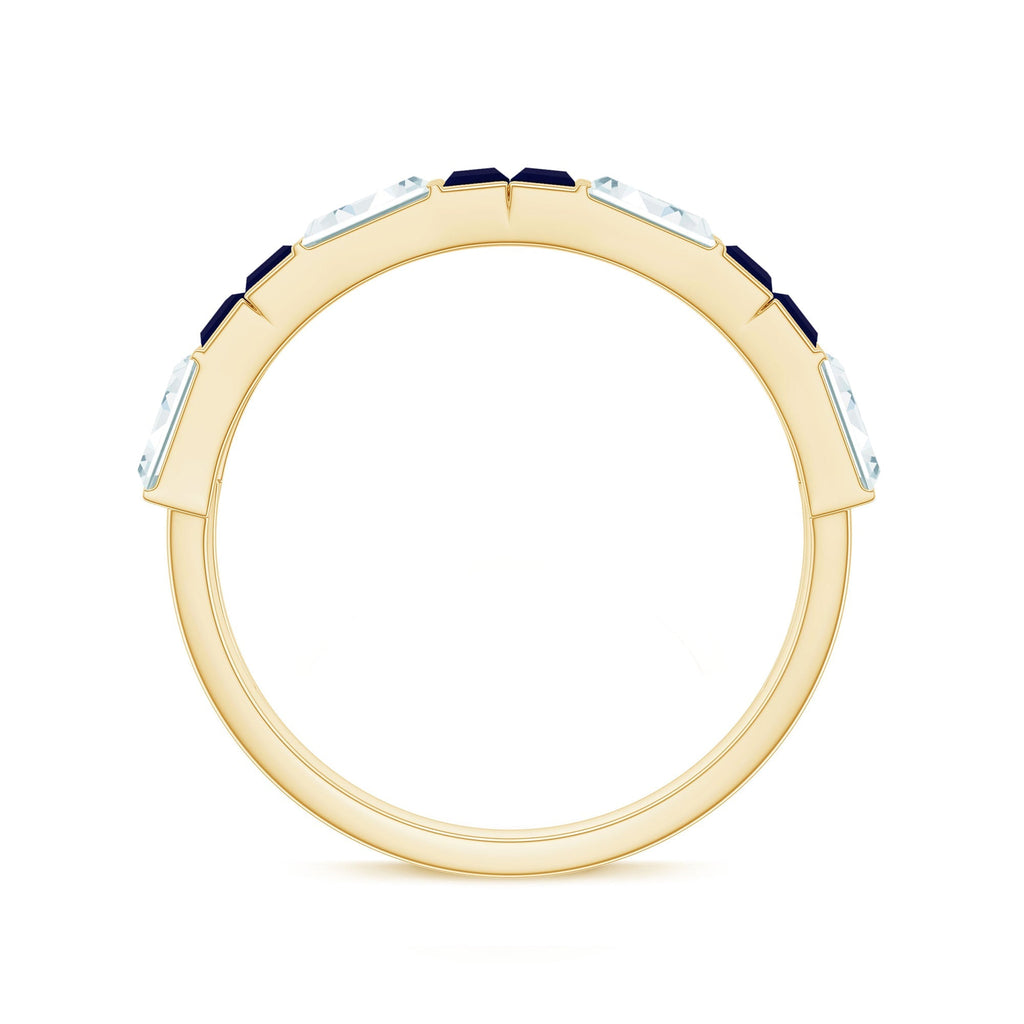 Blue Sapphire Eternity Ring Half Eternity Band With Moissanite