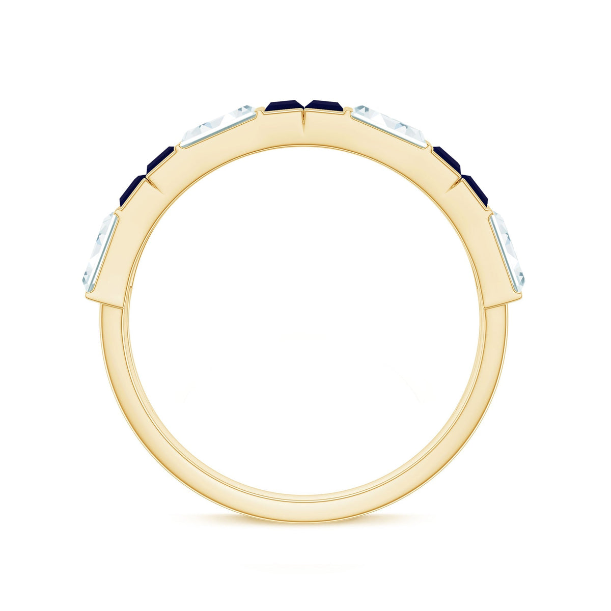 Blue Sapphire Eternity Ring Half Eternity Band With Moissanite