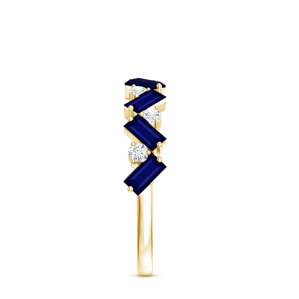 Blue Sapphire Eternity Ring, Half Eternity Diamond Ring
