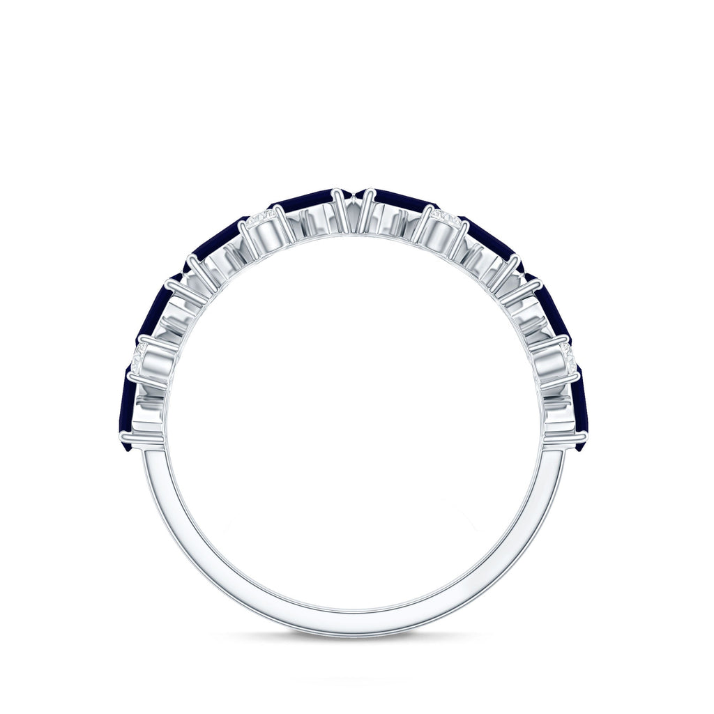 Blue Sapphire Eternity Ring, Half Eternity Diamond Ring