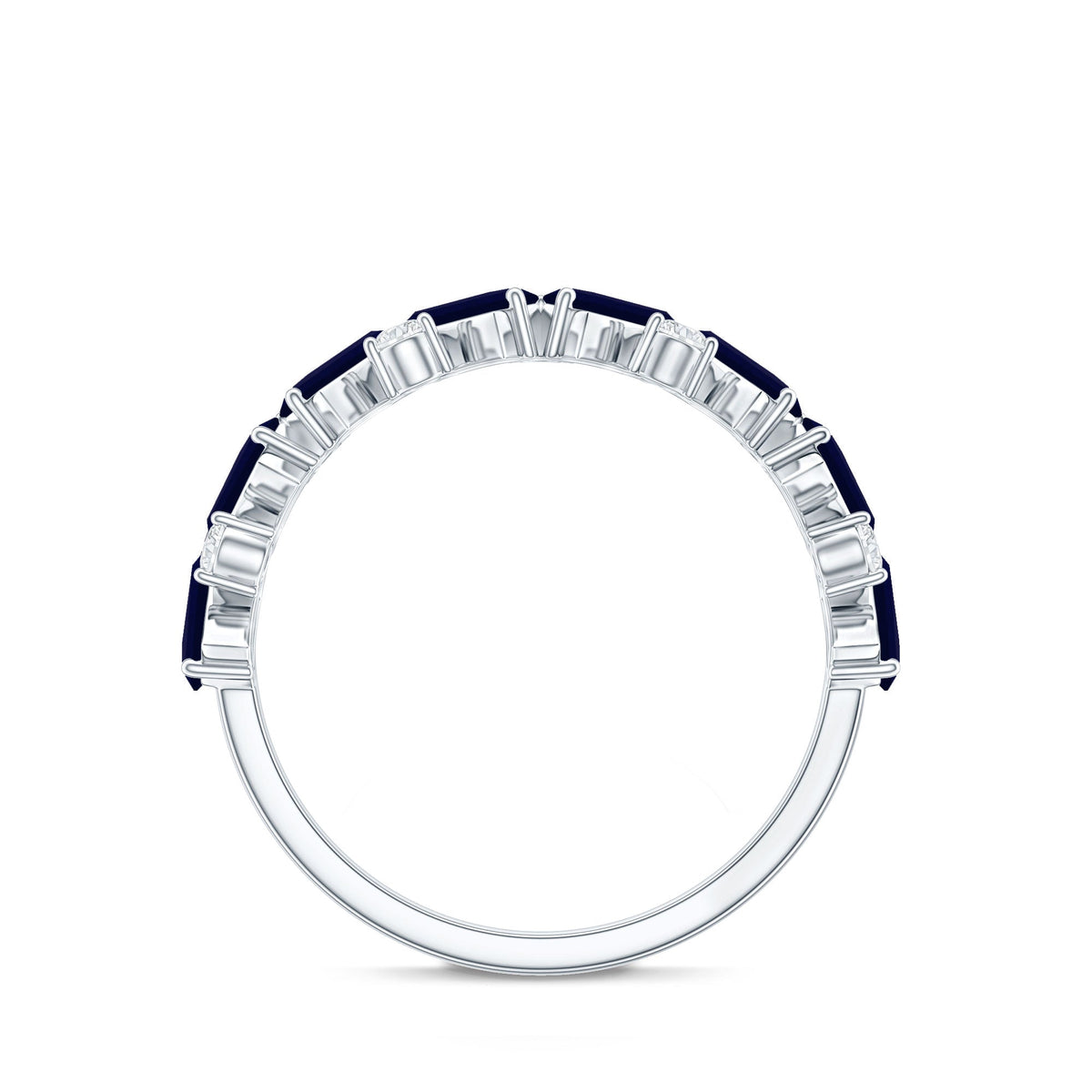Blue Sapphire Eternity Ring, Half Eternity Diamond Ring