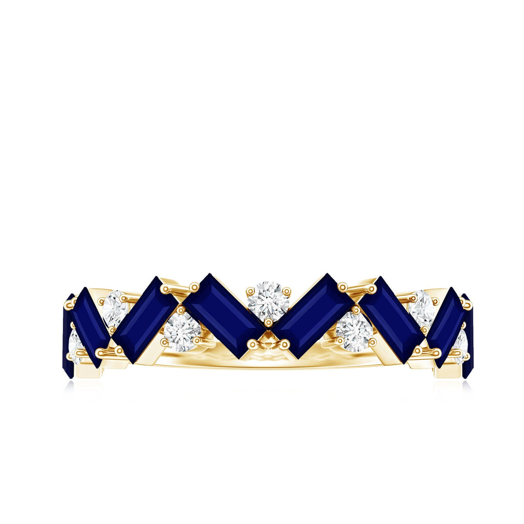 Blue Sapphire Eternity Ring, Half Eternity Diamond Ring