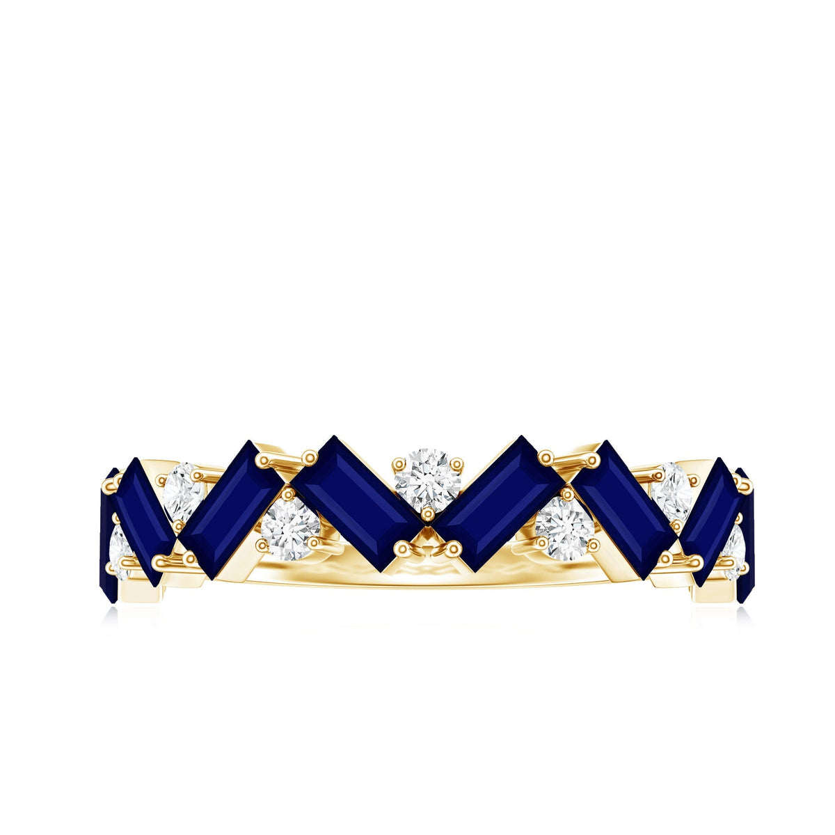 Blue Sapphire Eternity Ring, Half Eternity Diamond Ring
