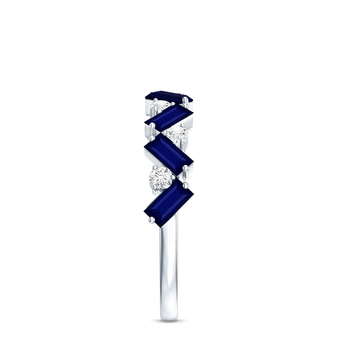 Blue Sapphire Eternity Ring, Half Eternity Diamond Ring