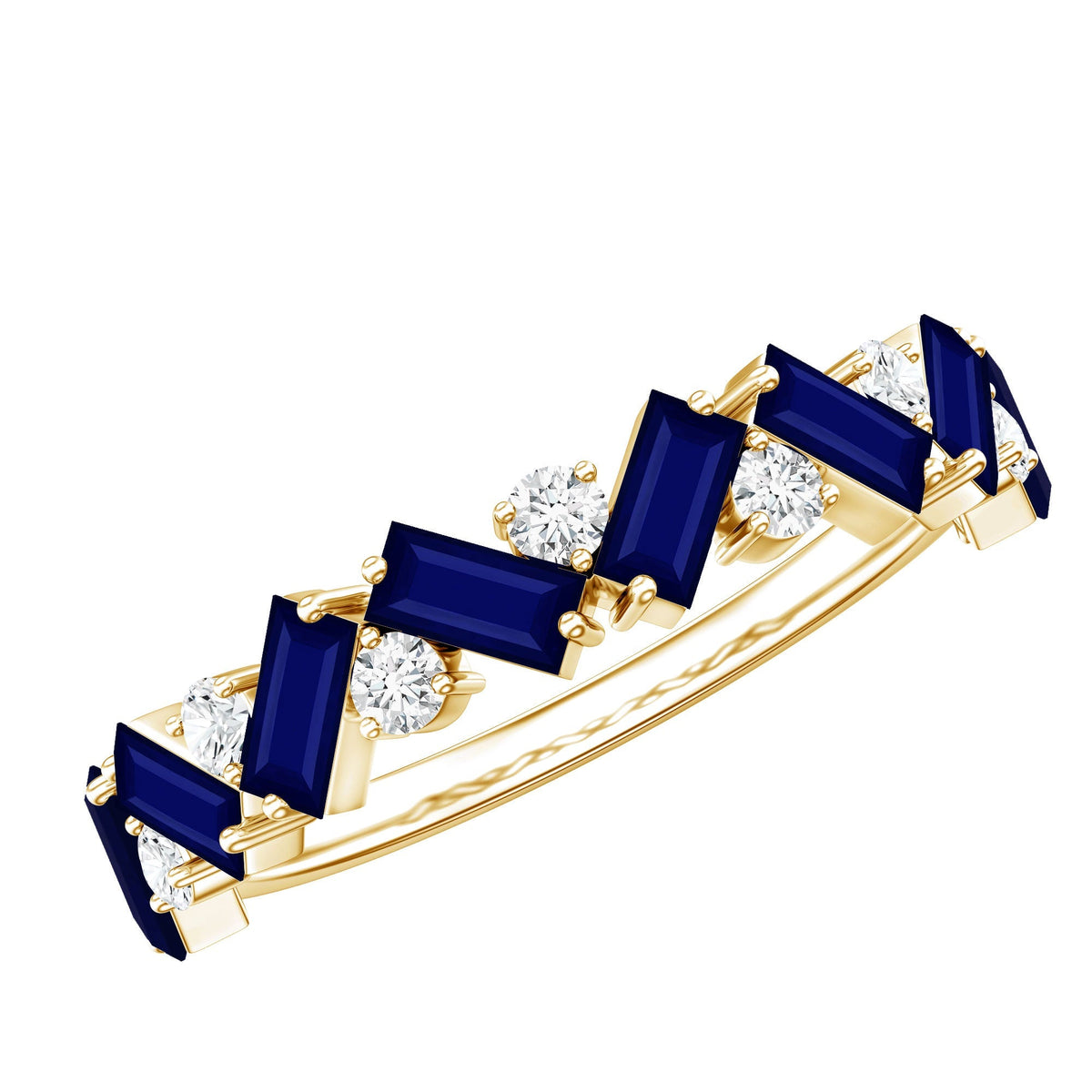 Blue Sapphire Eternity Ring, Half Eternity Diamond Ring