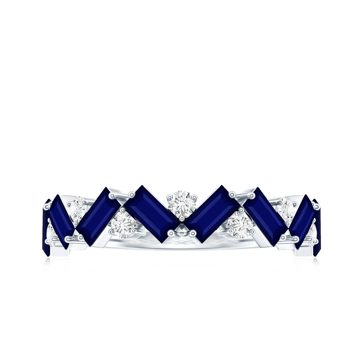 Blue Sapphire Eternity Ring, Half Eternity Diamond Ring