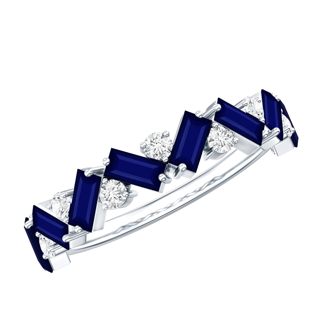 Blue Sapphire Eternity Ring, Half Eternity Diamond Ring