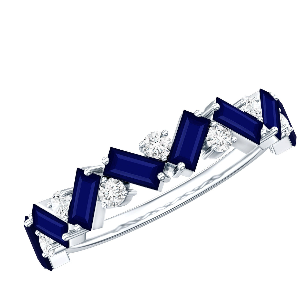 Blue Sapphire Eternity Ring, Half Eternity Diamond Ring
