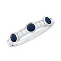 Blue Sapphire Eternity Ring, Half Eternity Diamond Ring For Women