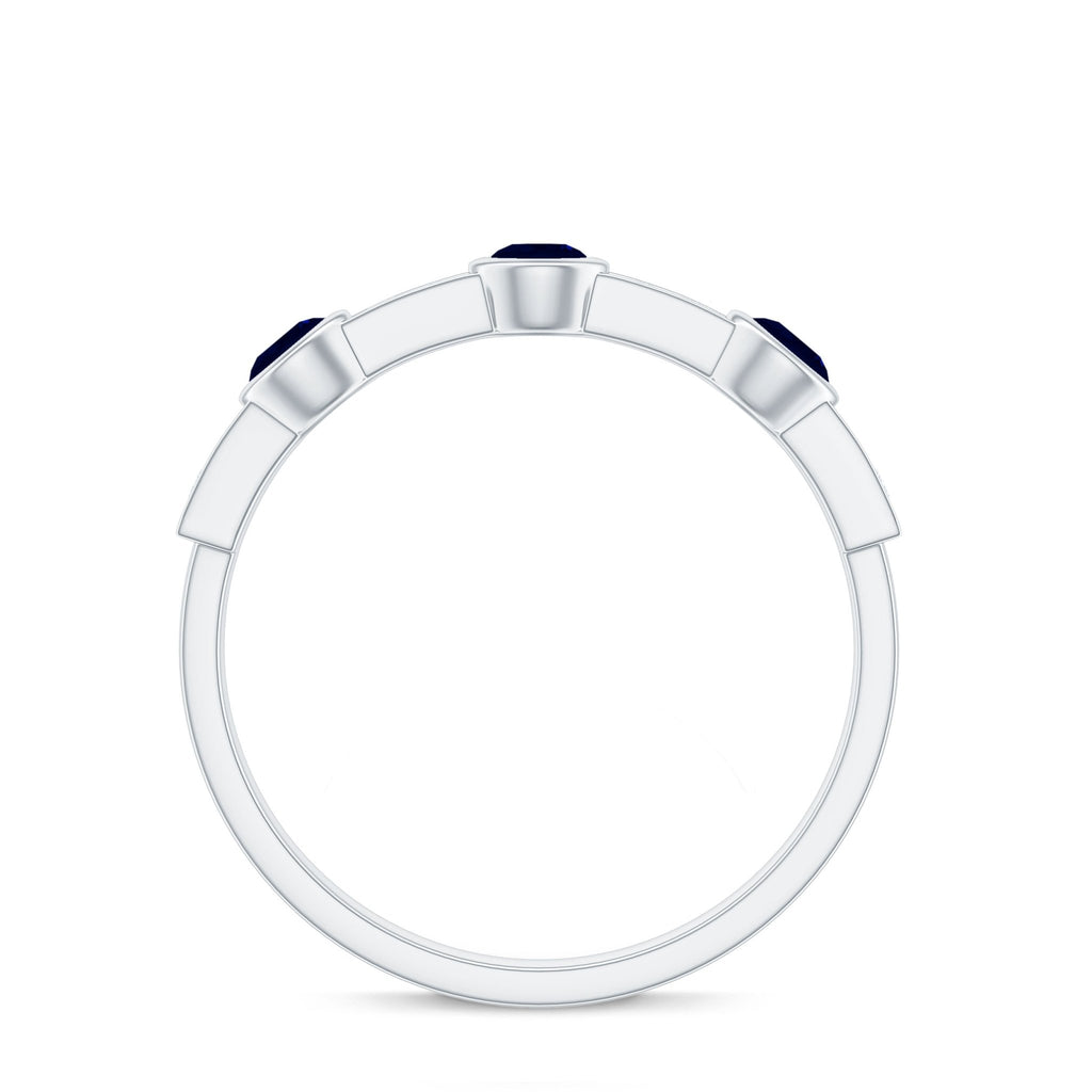 Blue Sapphire Eternity Ring, Half Eternity Diamond Ring For Women