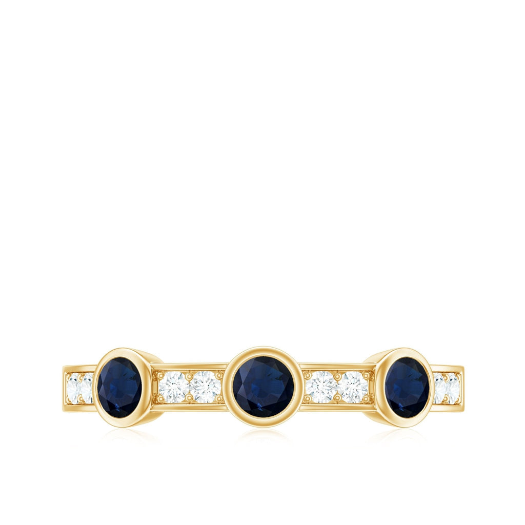 Blue Sapphire Eternity Ring, Half Eternity Diamond Ring For Women