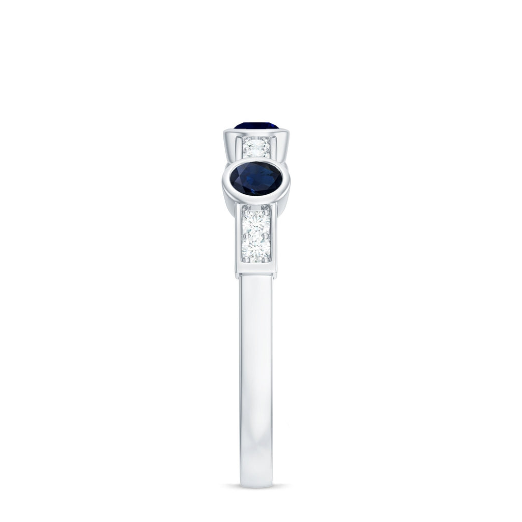 Blue Sapphire Eternity Ring, Half Eternity Diamond Ring For Women
