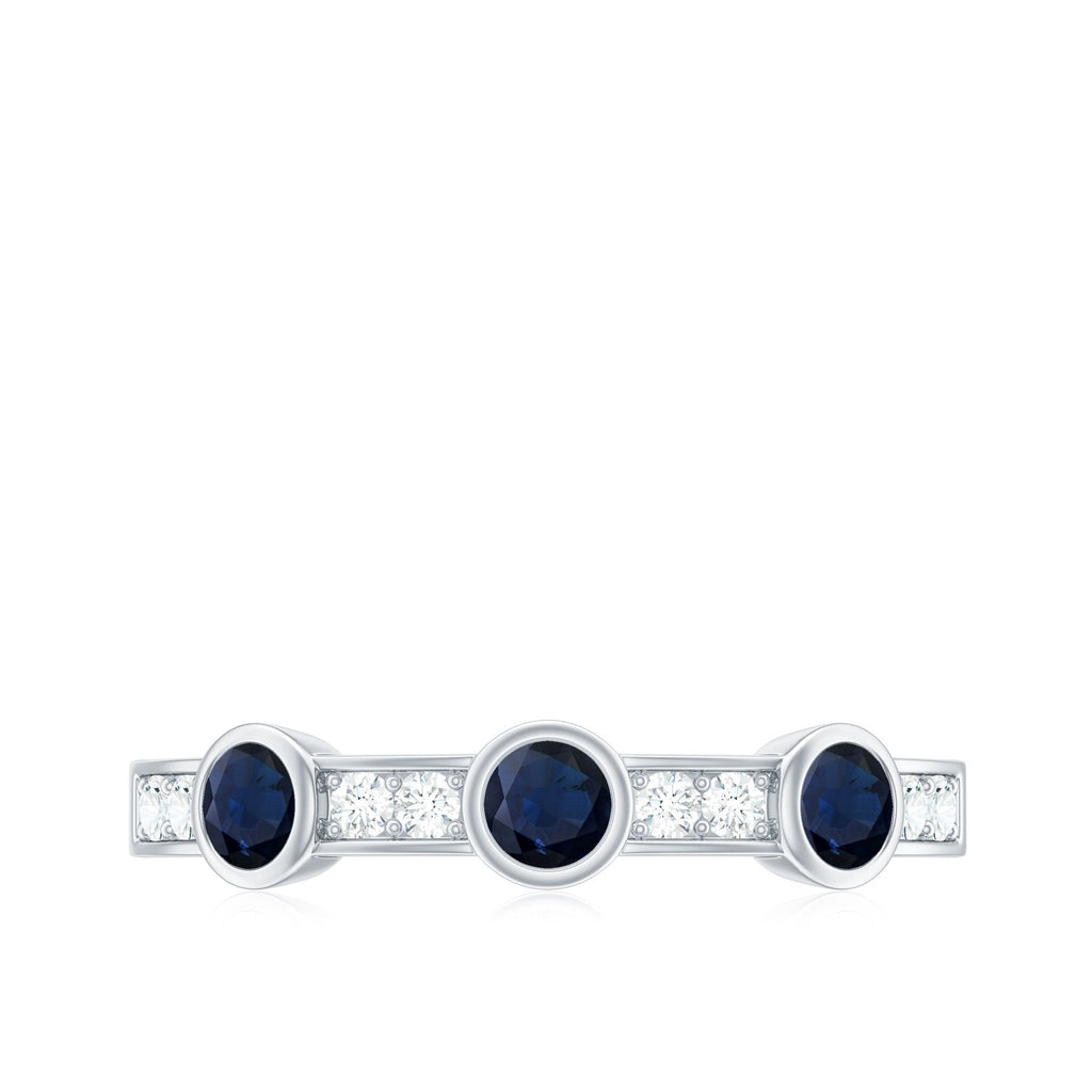 Blue Sapphire Eternity Ring, Half Eternity Diamond Ring For Women