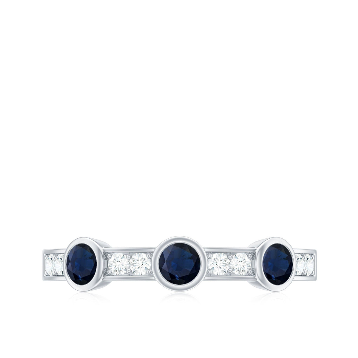 Blue Sapphire Eternity Ring, Half Eternity Diamond Ring For Women