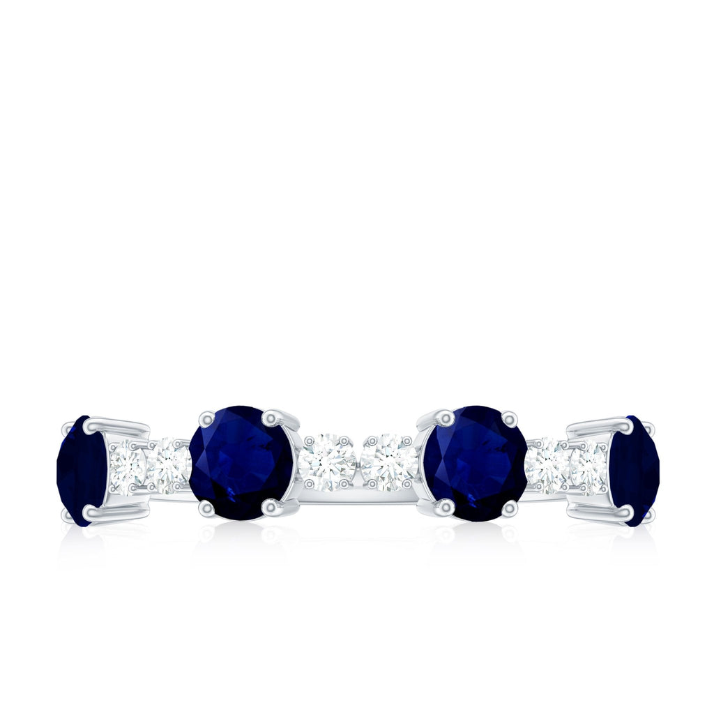 Blue Sapphire Eternity Ring, Half Eternity Diamond Wedding Band