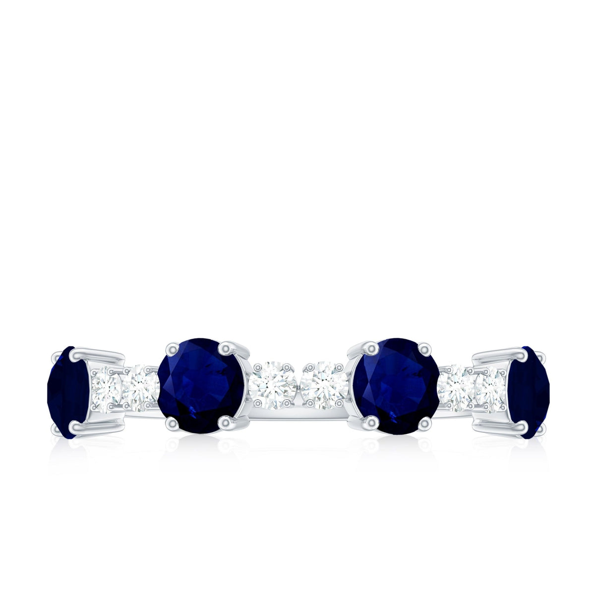 Blue Sapphire Eternity Ring, Half Eternity Diamond Wedding Band