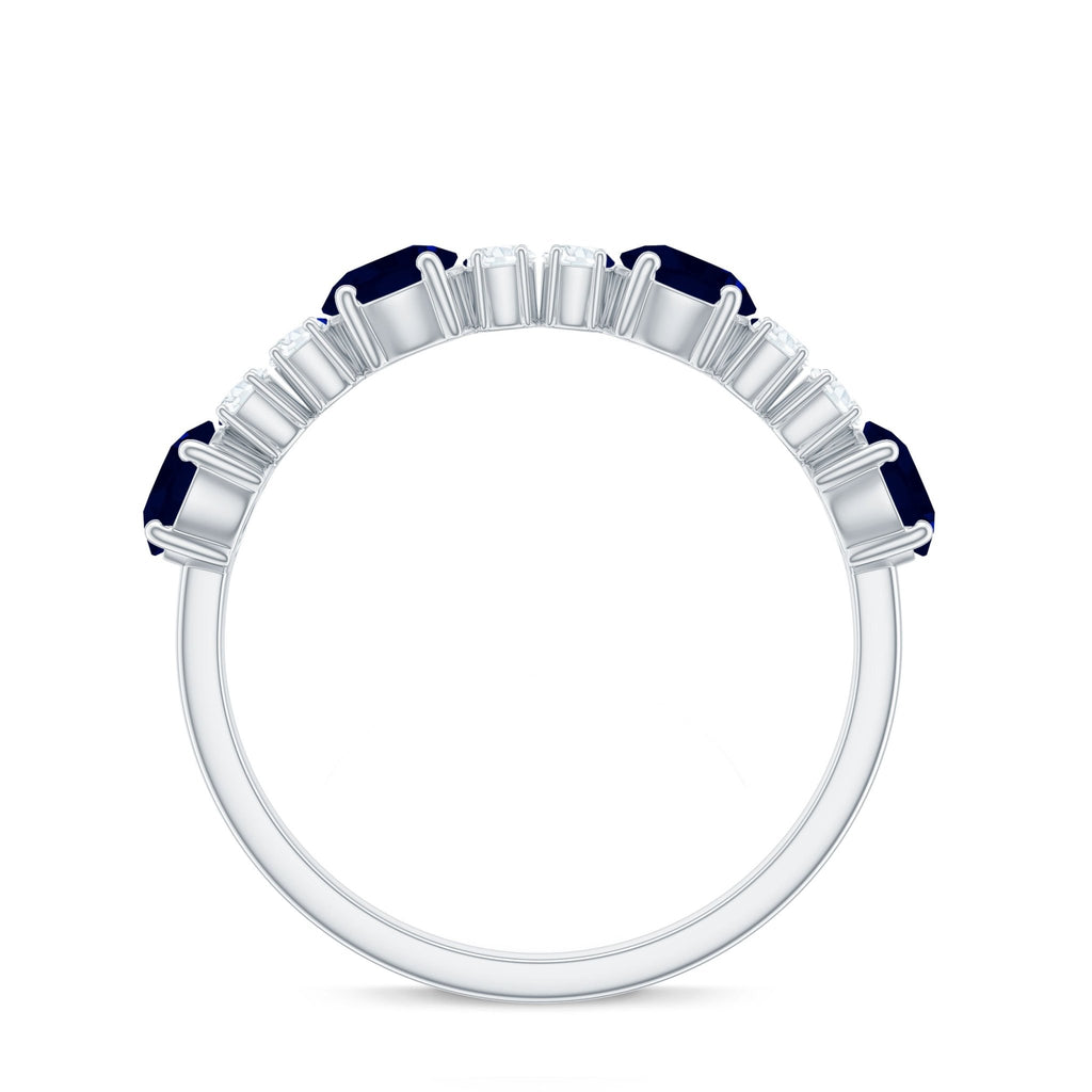 Blue Sapphire Eternity Ring, Half Eternity Diamond Wedding Band