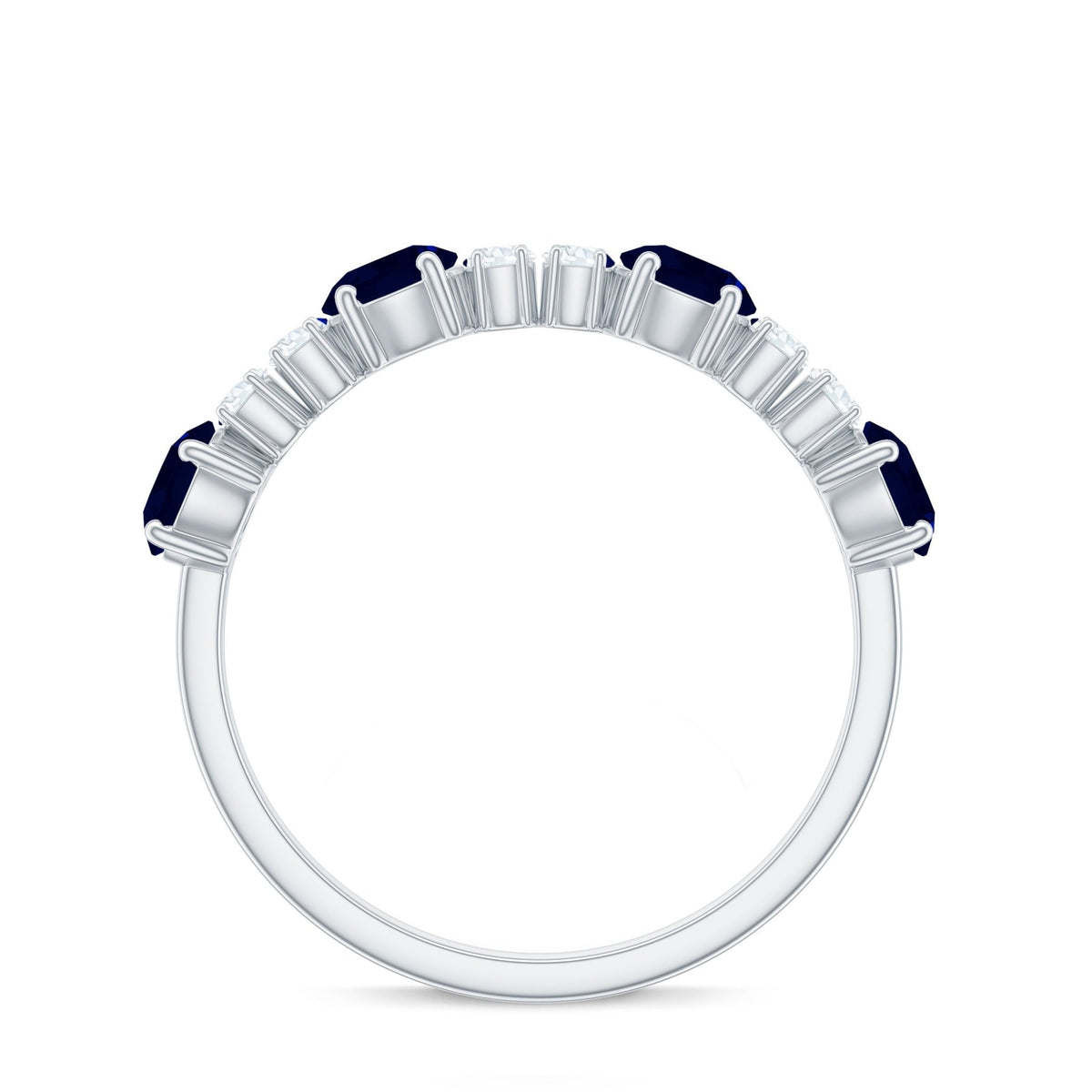 Blue Sapphire Eternity Ring, Half Eternity Diamond Wedding Band
