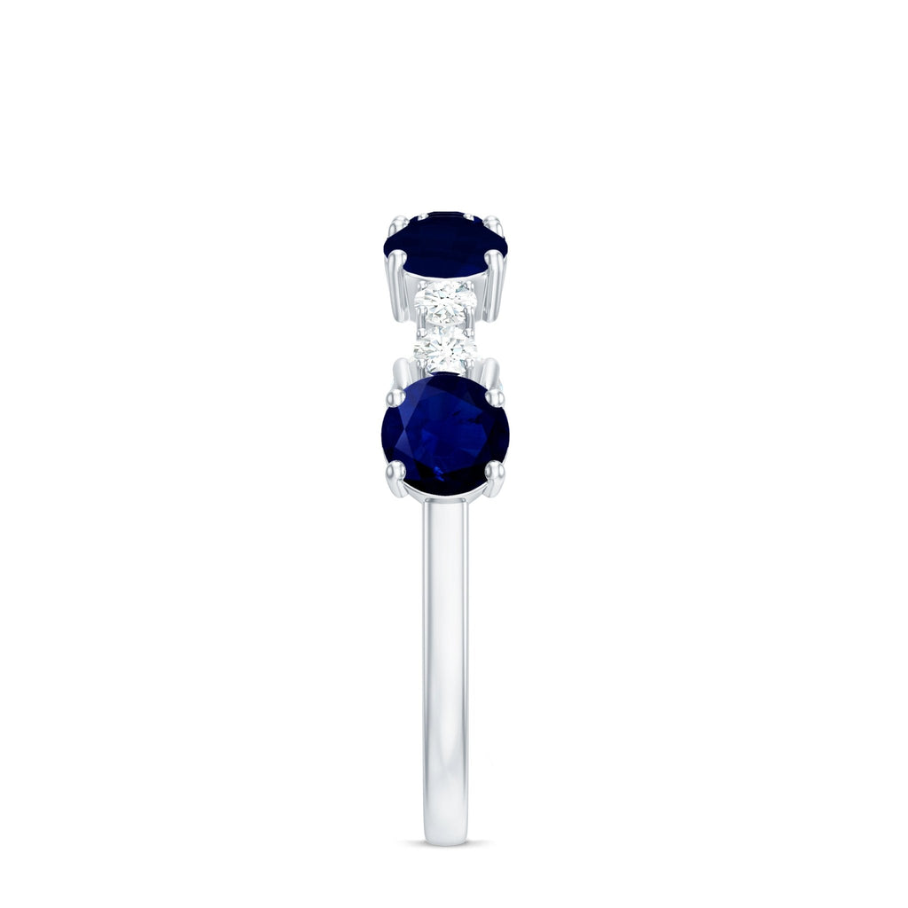 Blue Sapphire Eternity Ring, Half Eternity Diamond Wedding Band
