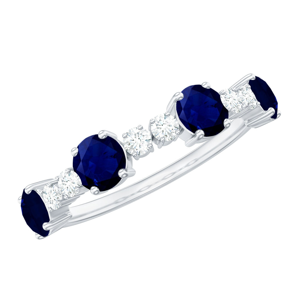 Blue Sapphire Eternity Ring, Half Eternity Diamond Wedding Band