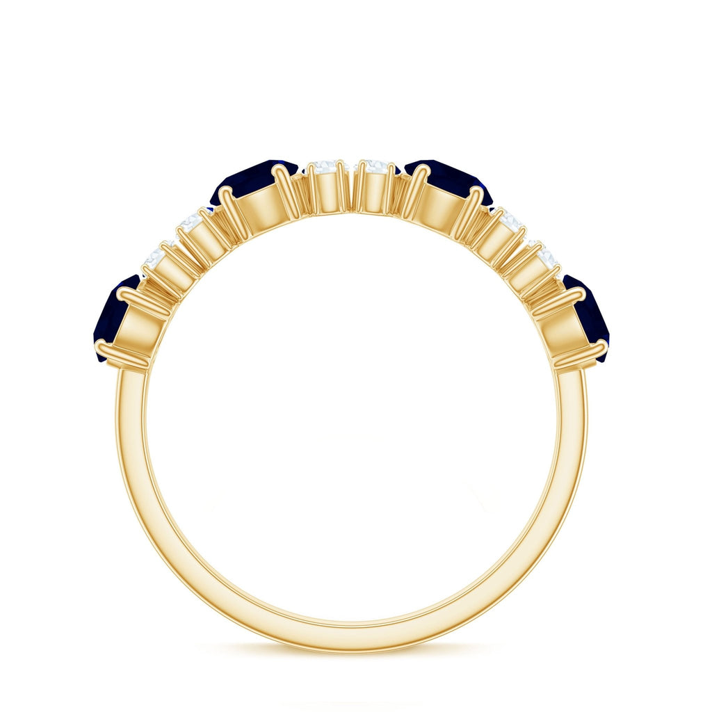 Blue Sapphire Eternity Ring, Half Eternity Diamond Wedding Band