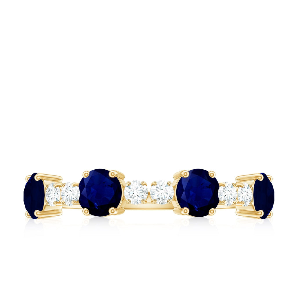 Blue Sapphire Eternity Ring, Half Eternity Diamond Wedding Band