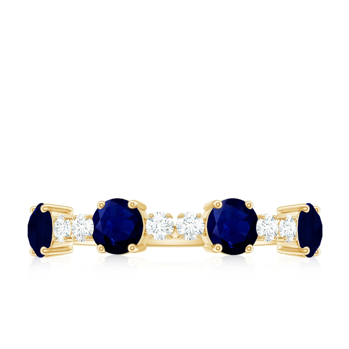 Blue Sapphire Eternity Ring, Half Eternity Diamond Wedding Band